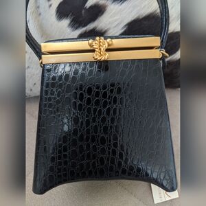 INGE CHRISTOPHER Elegant Black Croc-Embossed Women's Bag